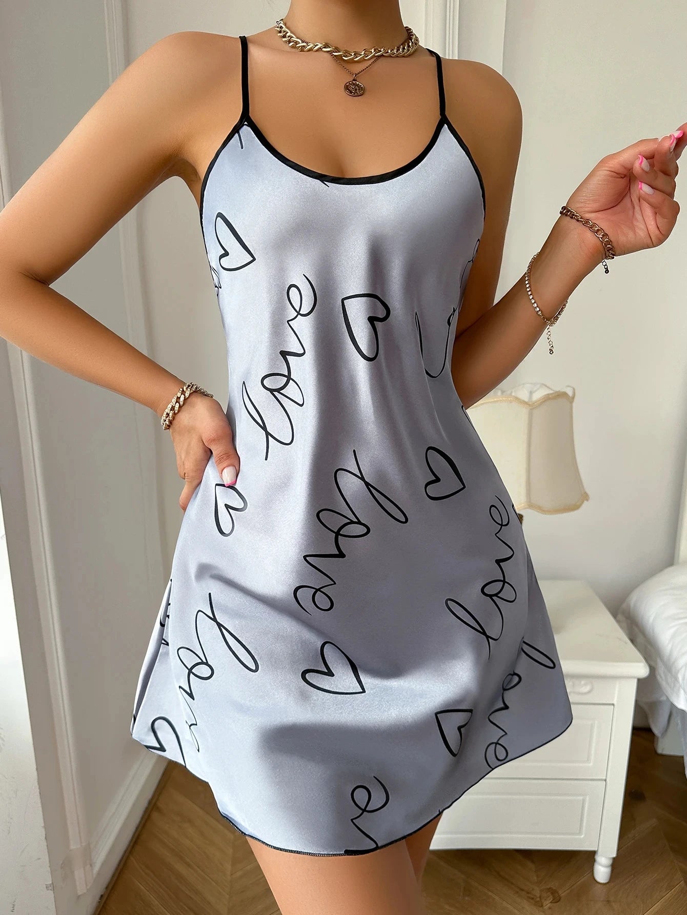 Heart Letter Nightdress Sleep Dress